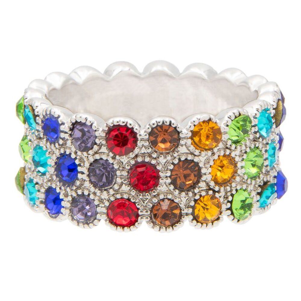 Multi-Colored Chakra Gemstone Statement Ring, Size 7